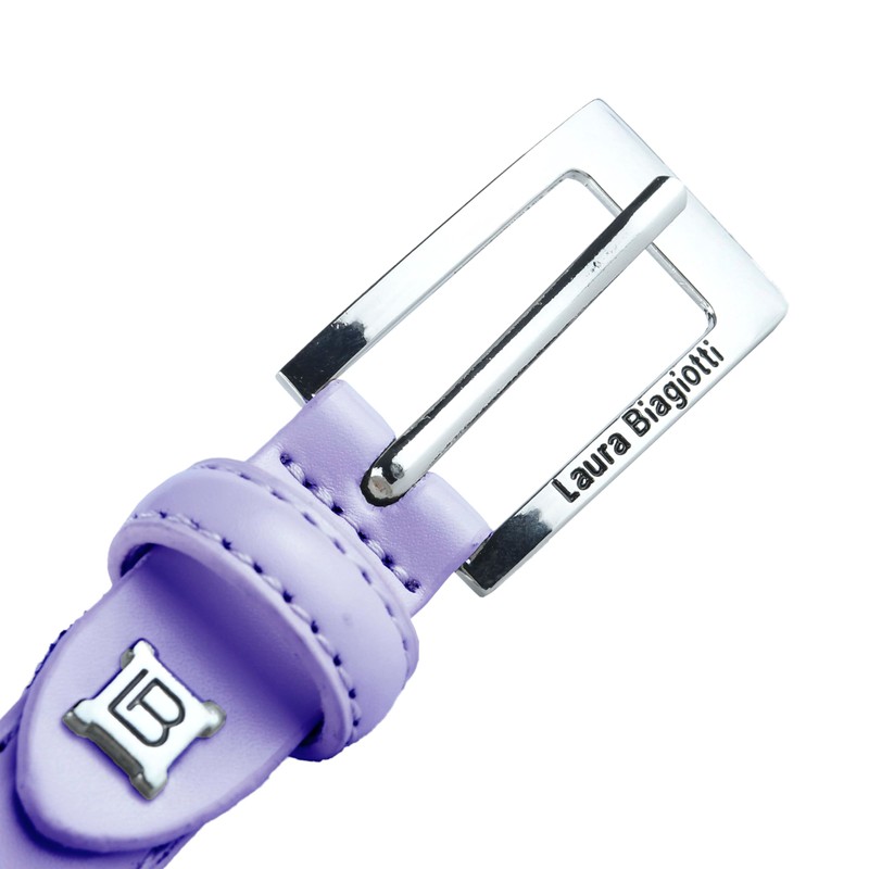 Biagiotti Women's Genuine Leather Thin Belt with Box, Violet 2