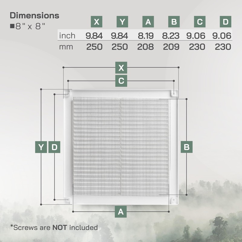 Vent Systems 8" x 8" Inch (Opening Dimensions) - Pack
