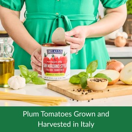 DeLallo San Marzano Style Whole Peeled Tomatoes, Non-GMO, Italian Plum Tomatoes Packed in Rich Puree, Grown and Harvested in Italy, 28 oz Can, (6 Pack)