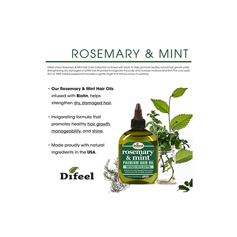 Difeel Aceite para el cabello premium de romero y menta