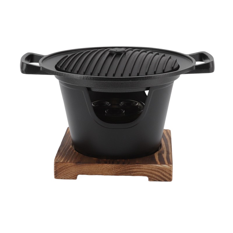 Hibachi Grill Smokeless Wooden Frame Aluminium Alloy Easy Assembly Portable