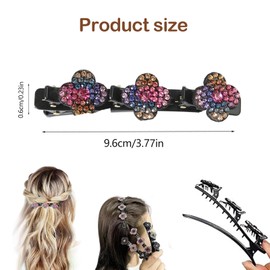 Pack of 7 Double Layer Hair Clips, Braided Hair Clips, Hair Clips with Sparkling Crystal Stones, Glitter Rhinestone Hair Clip, Elegant Hair Styling Clips for Women and Girls