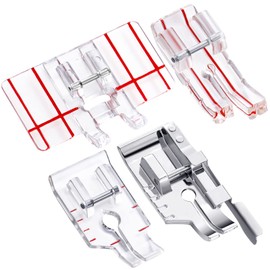 Lounsweer 4 Pcs 1/4" (Quarter Inch) Sewing Machine Presser Foot with Edge Guide Quilting Presser Foot Parallel Guide Stitch Presser Foot Sewing Machine Accessories Household Low Shank Sewing Machine