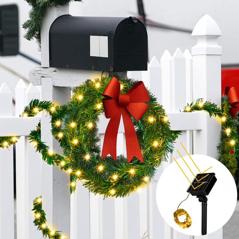Suncalla 2 Pack Christmas Garland with 78 ft Solar Powered