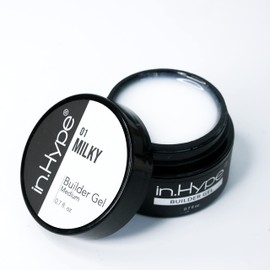 IN.HYPE Hard Builder Gel for Nail Extension/Strengthening (milky white #1) Color Sculpting Gel UV/LED Cured
