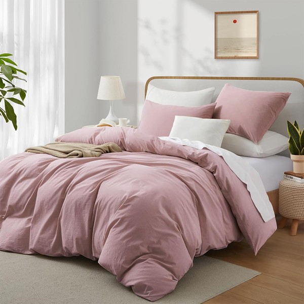 Boqingzhu Cotton Bed Linen 200 x 200 cm Pink Dusky