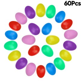 Foraineam 60 Pieces Plastic Egg Shakers - Colorful Easter Egg Maracas Musical Instruments - Percussion Music Eggs Noisemaker