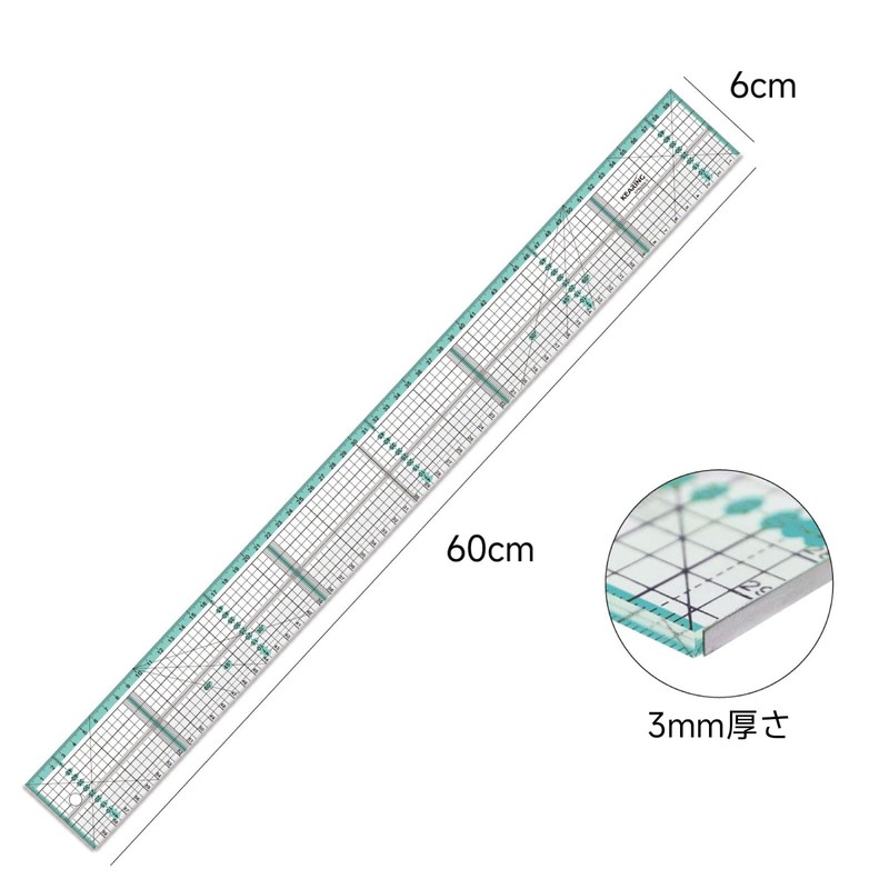 KEARING Patchwork Quilt Ruler with Metal Edges - For Patchwork,