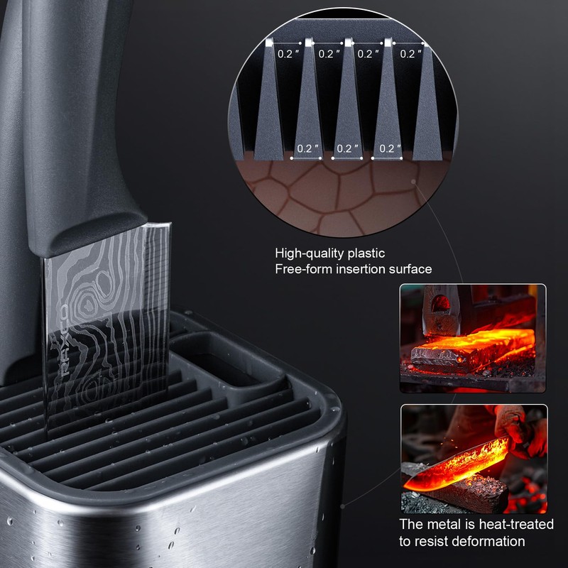 RAXCO 10-Piece Kitchen Knife Set | Stainless Steel Holder |