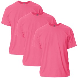 Gildan Adult Ultra Cotton T-Shirt, Style G2000, Multipack, Safety Pink (3-Pack), Medium