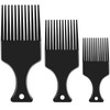 3 Sizes Afro Combs Set, Black Plastic Afro Hair Comb