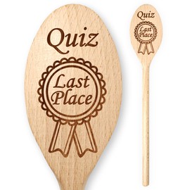 Quiz Last Place Cooking Wooden Spoon Pub Quiz Competition Night Loser Wooden Spoon Award Game Booby Prize Trophy Medal Village Badge Family Quizzes Funny Novelty Trivia Nights Office Charity Events