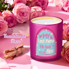 SALUBRITO Rose & Sandalwood Scented Candle Gift for Women, Funny Birthday Candle, Women’s Day Gift for Ladies, Mom, Girlfriend, BFF - My Last Nerve - 100% Soy Wax Candle, 10oz