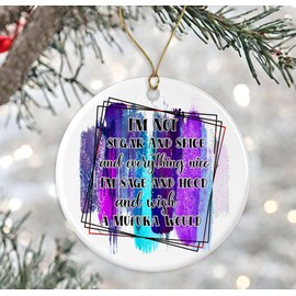 ShelbyShops Sage & Hood and Wish A Mufuka Would Ornament, Funny Christmas Ornament, Coworker Gift Ornament, Friend Gift Ornament, Holiday Party Gift Ornamen Printed on Both Sides