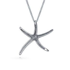 Hawaii Ocean Sea Life Tropical Beach Vacation Large Nautical Starfish Pendant Necklace For Women Teens .925 Sterling Silver