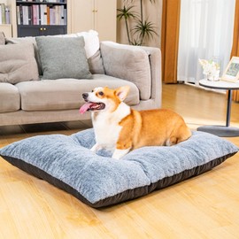 Dog Bed for Small and Medium Dog, 32.2 Inch Soft Faux Fur Crate Mat with High-Density Foam, Mattress with Anti-Slip Bottom (Small)