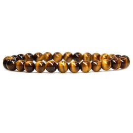 Natural AA Grade Golden Tiger Eye Gemstone 6mm Round Beads Stretch Bracelet 7" Unisex