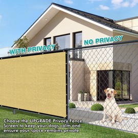 UPGRADE Privacy Fence Screen 90% Visual Blockage 3'x8' Sand Outdoor 170 GSM Mesh Panels for Deck,Balcony,Backyard,Patio with Zip Ties,Customized，A495