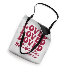 Loved John 3:16 Valentine's Day Retro Groovy Christian Faith Tote Bag