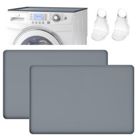 2Pack Washer and Dryer Covers for the Top with 2 Laundry Detergent Cup Holder,23.6"x19.7" Silicone Dryer Top Protector Mat Non-slip Dustproof Washing Machine Cover Protector Top for Laundry & Kitchen