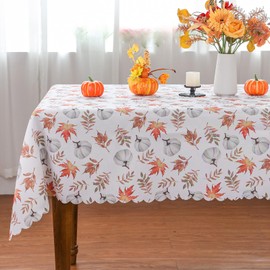 Siilues Fall Tablecloth 52 x 70 Inch, Fall Decorations for Home Waterproof Pumpkin Decor Fall Decor Seasonal Thanksgiving Holiday Decor Scallop Edge Table Cover Party Dining Table Decorations