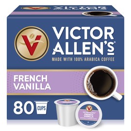 Victor Allen's Coffee French Vanilla Flavored, Medium Roast, 80 Count Single Serve Coffee Pods for Keurig K-Cup Brewers
