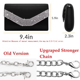 Milisente Clutch Bag for Women, Sparkly Clutch Bags for Wedding Shoulder Crossbody Evening Bag(PU Rhinestone-Black)