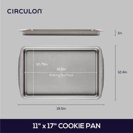 Circulon Nonstick Bakeware, Nonstick Cookie Sheet / Baking Sheet - 11 Inch x 17 Inch, Gray