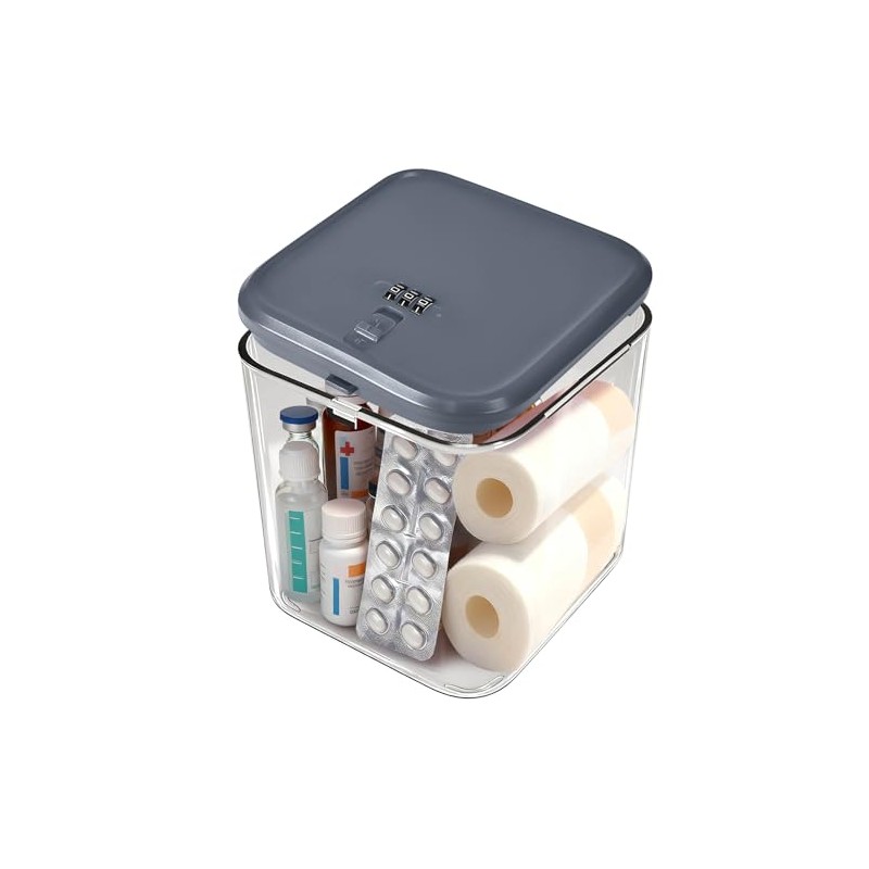 Caja de bloqueo de medicamentos transparente con código, cajas de