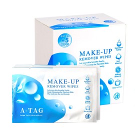 A-TAG Make-up Remover Facial Cleansing Alcohol Free and Waterproof Makeup Remover Wipes, With Vitamin E Make up Remover Wipes for Face, Eyes, Lips.