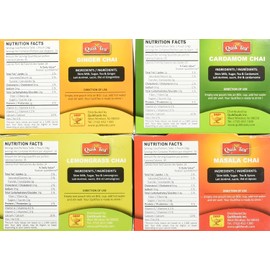 QuikTea Chai Tea Latte 4 Flavor Variety Pack, Cardamom/Masala/Ginger/Lemongrass, 34 Oz