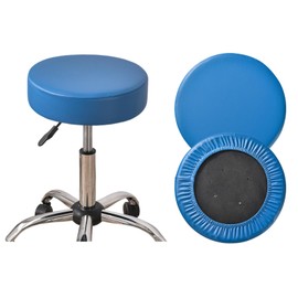 HAOYONG Bar Stool Cover Waterproof Round Seat Cushion Cover Stretch Barstool Slipcovers Set of 2 PU Leather Bar Chair Covers with Non Slip Bottom for Bar, Kitchen, Dining Room - Blue