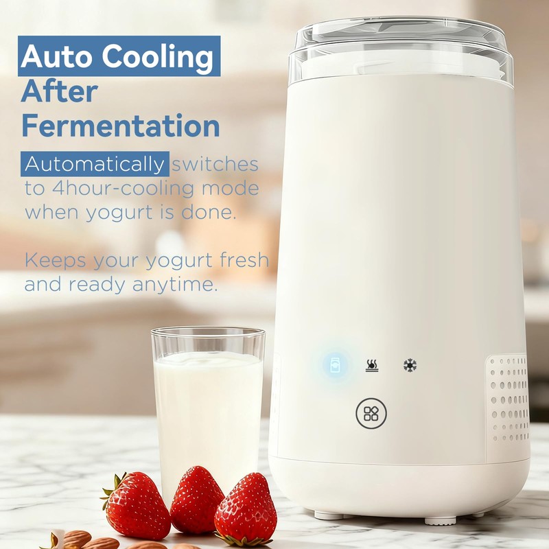 KEINVE Yogurt Maker Machine with Auto Cooling, 250ml/8.5oz Personal Yogurt