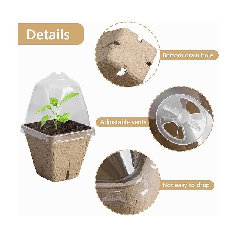 QYINXIU 20 Pcs Biodegradable Nursery Pots, Seeding Starter Pots for