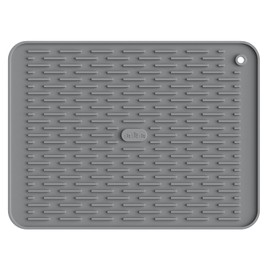ME.FAN Silicone Dish Drying Mat for Kitchen Counter, Dish Drying Pad for Sink, Refrigerator or Drawer, Countertop Protection Pad M - 16''×12'' - Grey