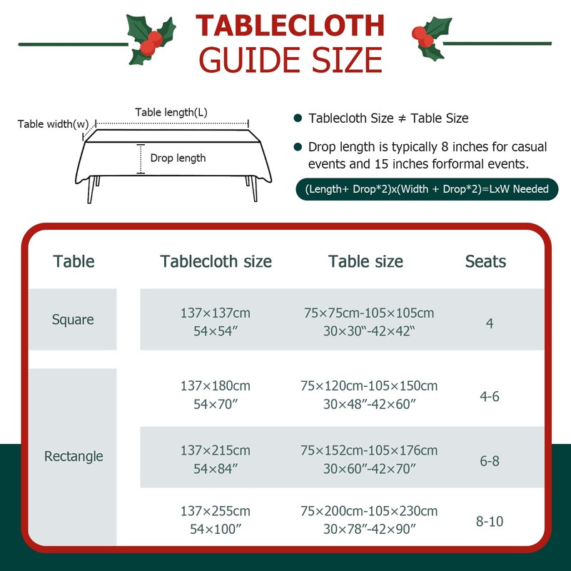 WenYa Christmas Plaid Tablecloth Wipe Clean Table Cloth Wipeable Plastic