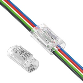 Biantie La 4-Pin RGB Wire Connectors 20-22 AWG | Clear No-Strip Wire Splicing Terminals for 12V 24V RGB Light Tape Extension (10 Pack)