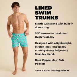 Chubbies Mens Swim Trunks 5.5'', Lined Classic 4-Way Stretch Mens Shorts, Board Shorts with Built-in Boxer Brief Liner, The Apex Swimmers, X-Large