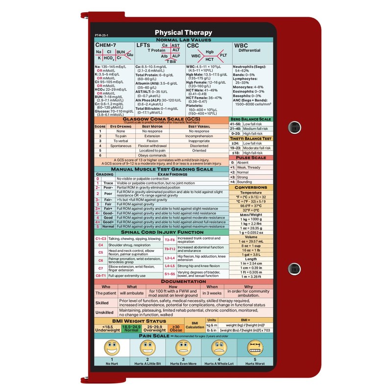 Whitecoat Clipboard® - Physical Therapy Edition (Red, Bifold)