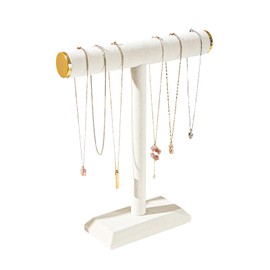 Byken Necklace Holder Organizer,Jewelry Display Stand for Selling,Chains Bracelets Hanger Rack,T-bar Jewelry Tree (Beige+Gold)