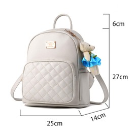 Lui Sui PU Leather Mini Backpack Casual Waterproof School Bag Travel Daypacks Cute Small Purse for Teen Girls Women, beige