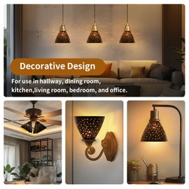 Ceiling Fan Light Covers, 3 Pack Pendant Light Shade Replacement with 1-5/8" Fitter, ALUCSET 4.7" Height and 6" Diameter, Metal Bell Shaped Cover for Chandelier Pendant Light (Dilated)