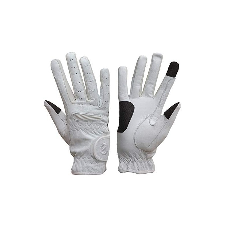 eGlove EQUEST GRIP PRO Leather Touchscreen Horse Riding Gloves (White,