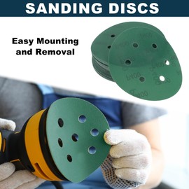 TUCKBOLD Car Sanding Discs 6inch 6 Hole 400 Grit Abrasion Resistance | Round Hook and Loop Sandpaper Green 50 Pcs