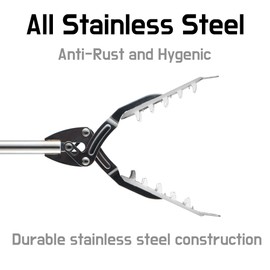 FTH Premium Stainless Steel Grabber Reacher Pickup Tool Heavy Duty Trash Picker Log BBQ Fireplace pits Snake Tongs (41 inch)