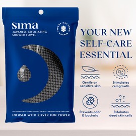 Exfoliating Washcloth Face & Body Scrub Towel - Japanese Exfoliating Towel with Hexagon Fibers, Body Scrubber with 2 Sides for Scrubbing & Washing, Extra Long (Black, 2 Pack)