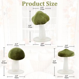 Briful Fall Velvet Mushrooms 3 Pack Green & White Artificial Mushroom Set Plush Fall Mushrooms for Autumn Home Shelf Decor Harvest Display Thanksgiving Table Centerpieces