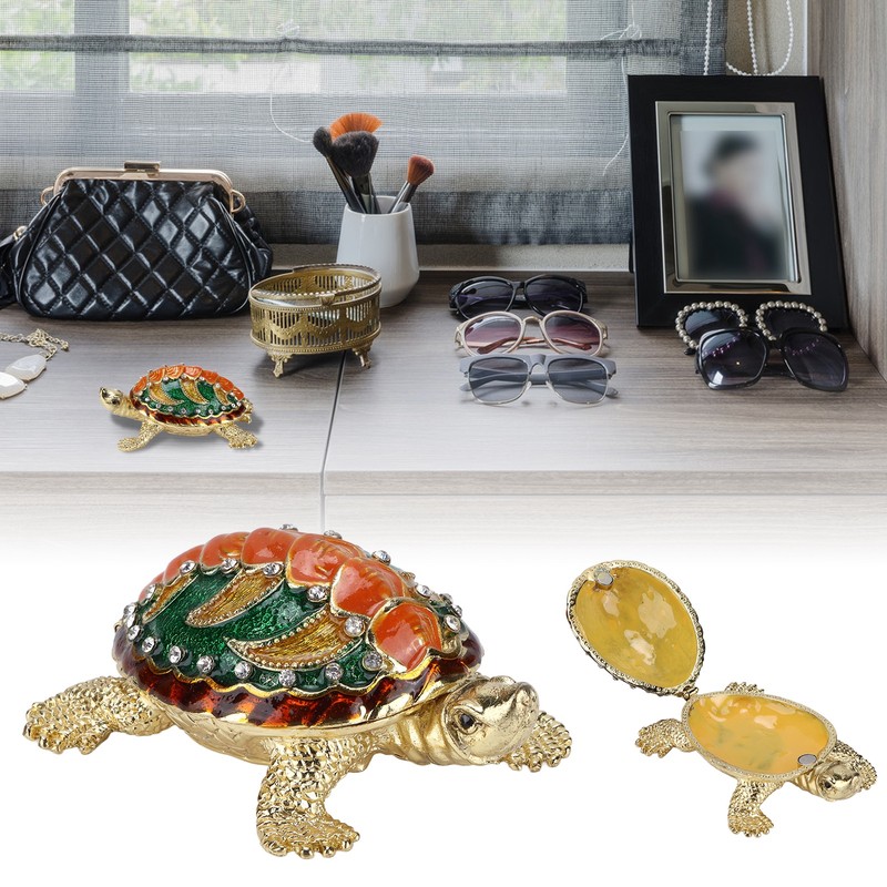 Turtle Trinket Box Turtle Band Jewelry Trinket Box with Painted
