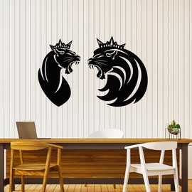 Vinyl Wall Decal Lion King Royal Crown and Lioness Queen Head Stickers Mural Large Decor (g8738) Black