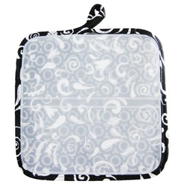 Two Lumps of Sugar KTX2011-6383 Swirly Gate Black Silicon Hottie Pot Holder, 8-inch Square